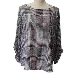 Calvin Klein Black and White Bell Sleeve Blouse